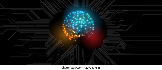 Abstract Artificial intelligence. Cloud computing. Machine learning. Technology web background. Virtual concept