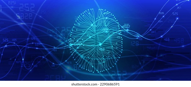 Abstract Artificial intelligence. Cloud computing. Machine learning. Technology web background. Virtual concept futuristic background