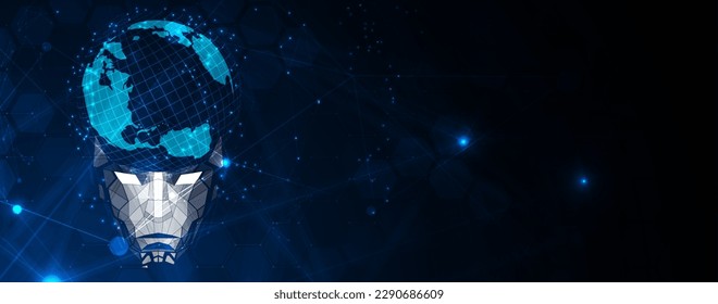 Abstract Artificial intelligence. Cloud computing. Machine learning. Technology web background. Virtual concept futuristic background