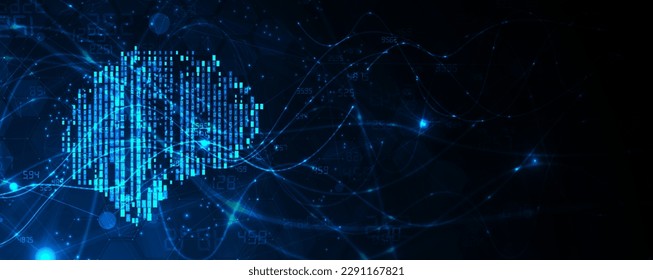 Abstract Artificial intelligence. Cloud computing. Machine learning. Technology web background. Virtual concept