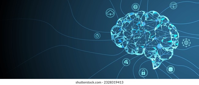 Abstract Artificial intelligence. Cloud computing. Machine learning. Technology web background. Virtual concept