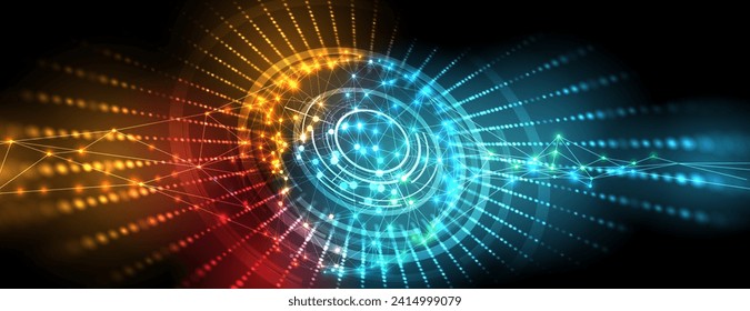 Abstract Artificial intelligence. Cloud computing. Machine learning. Technology web background. Virtual concept futuristic background. Vector Art.