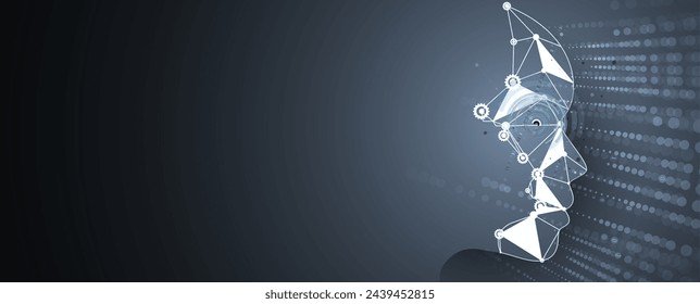 Abstract Artificial intelligence. Cloud computing. Machine learning. Technology web background. Virtual concept futuristic background. Vector Art.