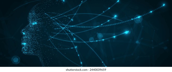 Abstract Artificial intelligence. Cloud computing. Machine learning. Technology web background. Virtual concept futuristic background. Vector Art.