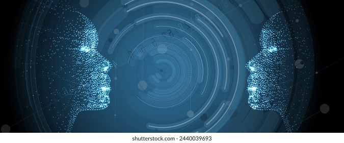 Abstract Artificial intelligence. Cloud computing. Machine learning. Technology web background. Virtual concept futuristic background. Vector Art.
