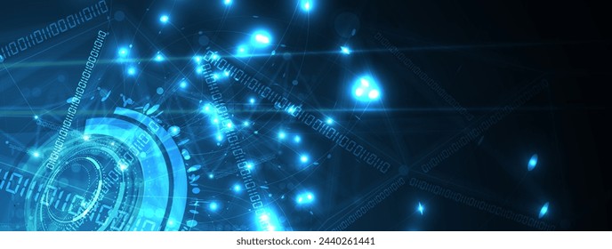 Abstract Artificial intelligence. Cloud computing. Machine learning. Technology web background. Virtual concept futuristic background. Vector Art.