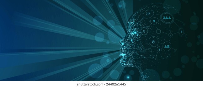 Abstract Artificial intelligence. Cloud computing. Machine learning. Technology web background. Virtual concept futuristic background. Vector Art.