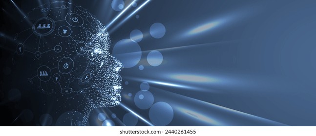 Abstract Artificial intelligence. Cloud computing. Machine learning. Technology web background. Virtual concept futuristic background. Vector Art.