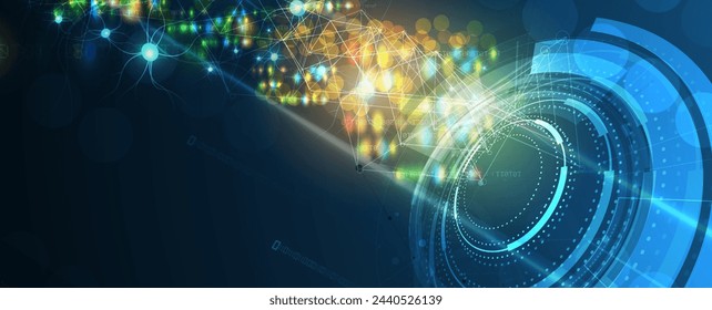 Abstract Artificial intelligence. Cloud computing. Machine learning. Technology web background. Virtual concept futuristic background. Vector Art.