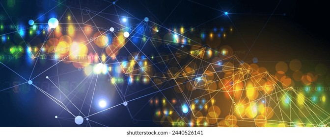 Abstract Artificial intelligence. Cloud computing. Machine learning. Technology web background. Virtual concept futuristic background. Vector Art.