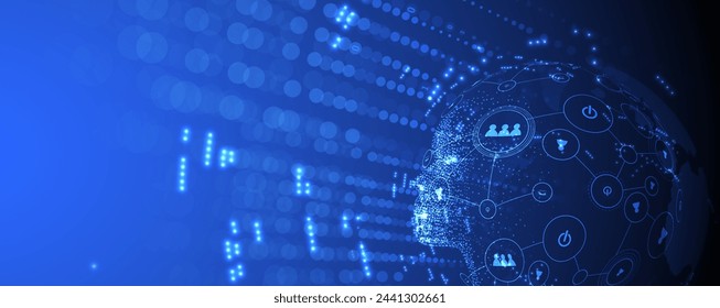 Abstract Artificial intelligence. Cloud computing. Machine learning. Technology web vector background. Virtual concept futuristic background