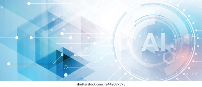 Abstract Artificial intelligence. Cloud computing. Machine learning. Technology web background. Virtual concept futuristic background. Vector Art.