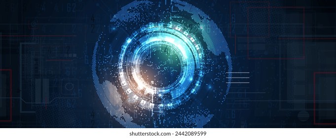 Abstract Artificial intelligence. Cloud computing. Machine learning. Technology web background. Virtual concept futuristic background. Vector Art.