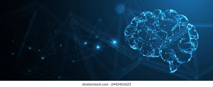 Abstract Artificial intelligence. Cloud computing. Machine learning. Technology web background. Virtual concept futuristic background. Vector Art.