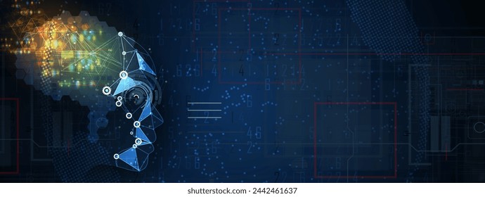 Abstract Artificial intelligence. Cloud computing. Machine learning. Technology web background. Virtual concept futuristic background. Vector Art.