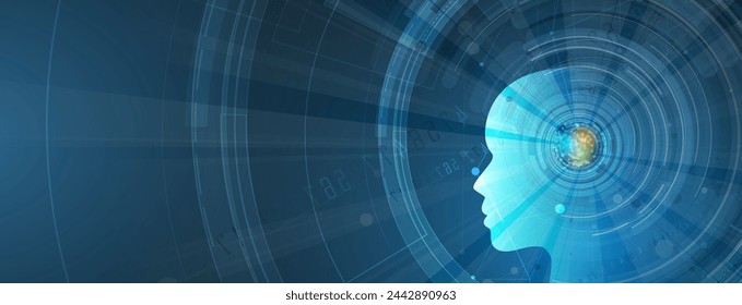 Abstract Artificial intelligence. Cloud computing. Machine learning. Technology web background. Virtual concept futuristic background. Vector Art.