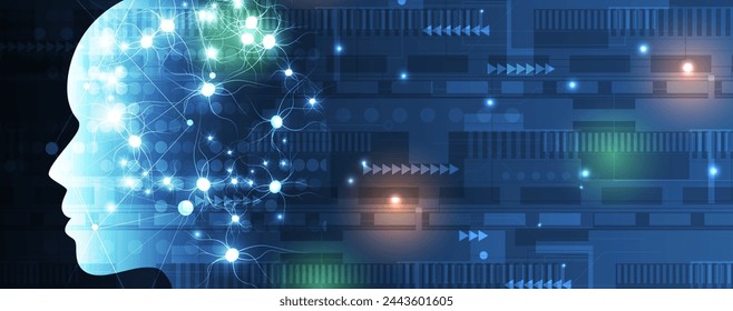 Abstract Artificial intelligence. Cloud computing. Machine learning. Technology web background. Virtual concept futuristic background. Vector Art.