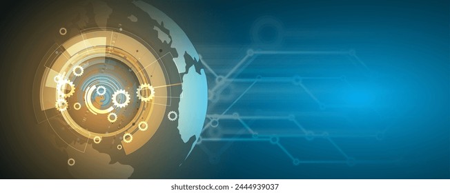 Abstract Artificial intelligence. Cloud computing. Machine learning. Technology web background. Virtual concept futuristic background. Vector Art.
