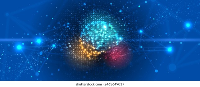 Abstract Artificial intelligence. Cloud computing. Machine learning. Technology web background. Virtual concept futuristic background