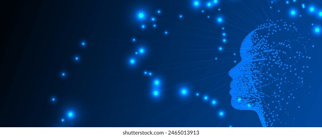 Abstract Artificial intelligence. Cloud computing. Machine learning. Technology web background. Virtual concept futuristic background