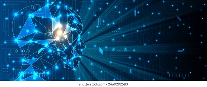 Abstract Artificial intelligence. Cloud computing. Machine learning. Technology web background. Virtual concept futuristic background