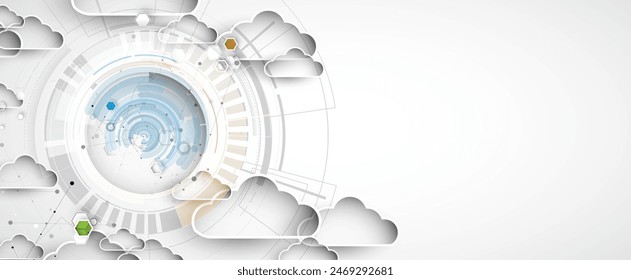 Abstract Artificial intelligence. Cloud computing. Machine learning. Technology web background. Virtual concept futuristic background