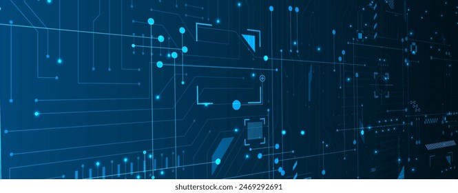 Abstract Artificial intelligence. Cloud computing. Machine learning. Technology web background. Virtual concept futuristic background