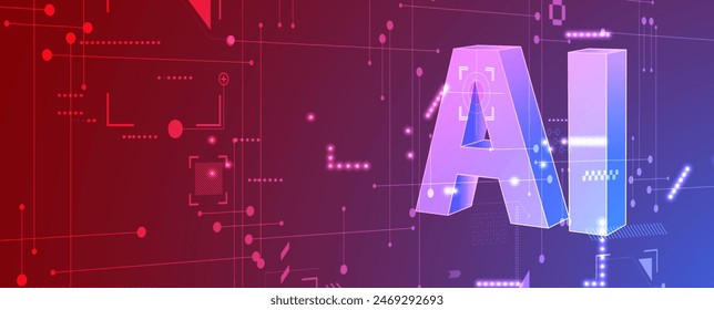 Abstract Artificial intelligence. Cloud computing. Machine learning. Technology web background. Virtual concept futuristic background