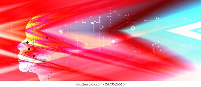 Abstract Artificial intelligence. Cloud computing. Machine learning. Technology web background. Virtual concept futuristic background