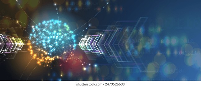 Abstract Artificial intelligence. Cloud computing. Machine learning. Technology web background. Virtual concept futuristic background