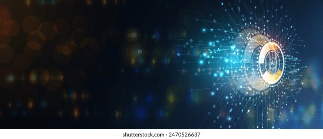 Abstract Artificial intelligence. Cloud computing. Machine learning. Technology web background. Virtual concept futuristic background