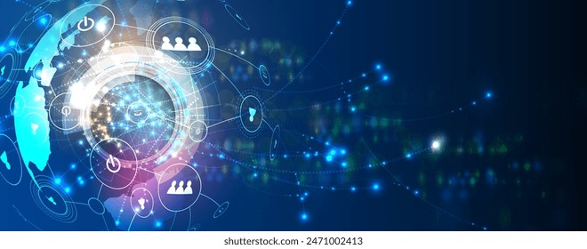 Abstract Artificial intelligence. Cloud computing. Machine learning. Technology web background. Virtual concept futuristic background