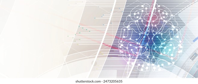 Abstract Artificial intelligence. Cloud computing. Machine learning. Technology web background. Virtual concept futuristic background