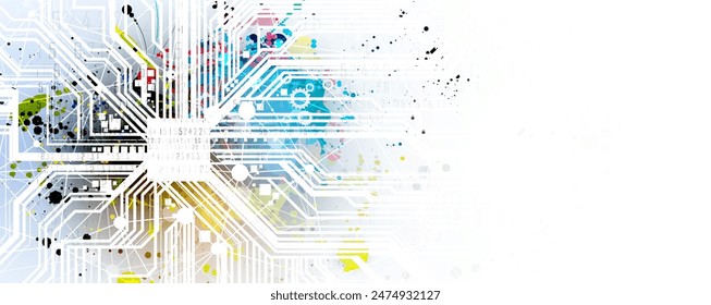 Abstract Artificial intelligence. Cloud computing. Machine learning. Technology web background. Virtual concept futuristic background