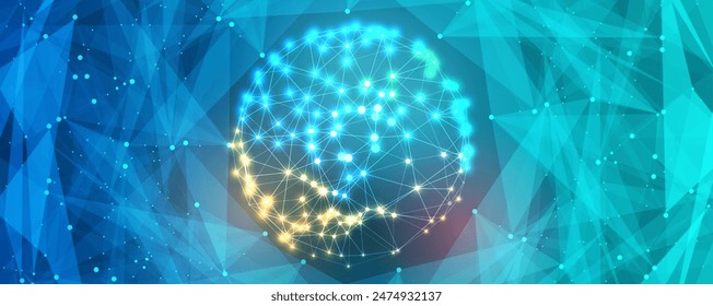 Abstract Artificial intelligence. Cloud computing. Machine learning. Technology web background. Virtual concept futuristic background