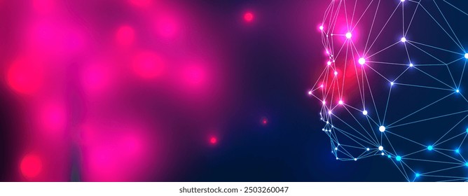 Abstract Artificial intelligence. Cloud computing. Machine learning. Technology web background. Virtual concept futuristic background