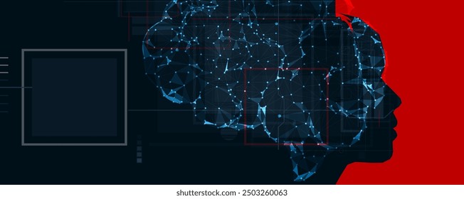 Abstract Artificial intelligence. Cloud computing. Machine learning. Technology web background. Virtual concept futuristic background