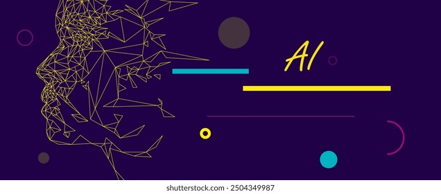 Abstract Artificial intelligence. Cloud computing. Machine learning. Technology web background. Virtual concept futuristic background