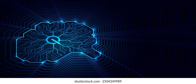 Abstract Artificial intelligence. Cloud computing. Machine learning. Technology web background. Virtual concept futuristic background