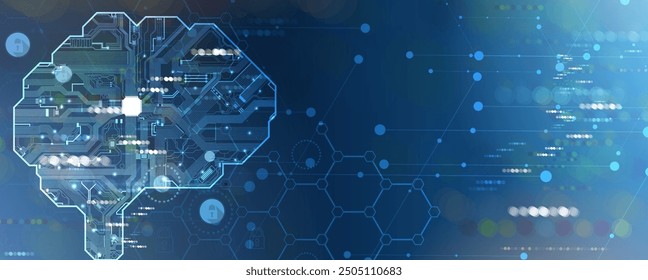 Abstract Artificial intelligence. Cloud computing. Machine learning. Technology web background. Virtual concept futuristic background