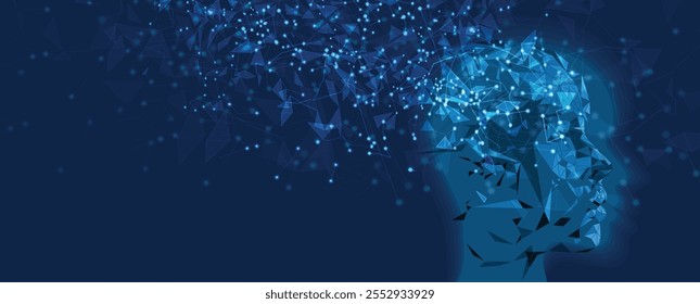 Abstract Artificial intelligence. Cloud computing. Machine learning. Technology web background. Virtual concept futuristic background