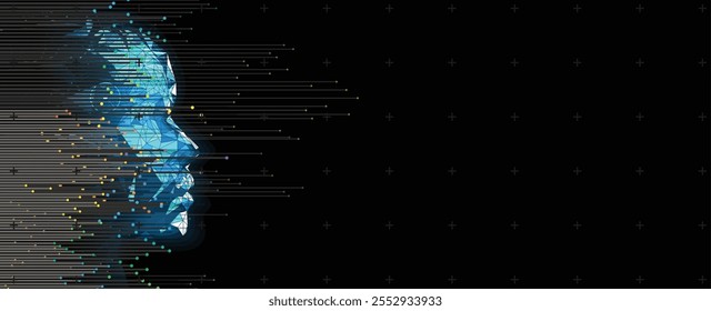 Abstract Artificial intelligence. Cloud computing. Machine learning. Technology web background. Virtual concept futuristic background