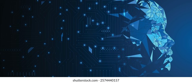Abstract Artificial intelligence. Cloud computing. Machine learning. Technology web background. Virtual concept futuristic background