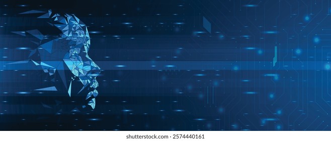 Abstract Artificial intelligence. Cloud computing. Machine learning. Technology web background. Virtual concept futuristic background