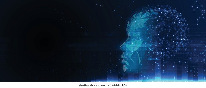 Abstract Artificial intelligence. Cloud computing. Machine learning. Technology web background. Virtual concept futuristic background