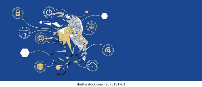 Abstract artificial intelligence. Cloud computing. Machine learning. Technology web background. Virtual concept futuristic background