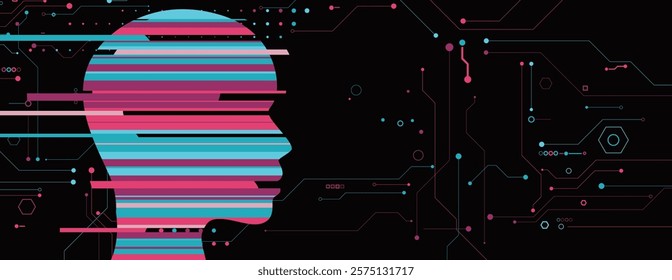 Abstract artificial intelligence. Cloud computing. Machine learning. Technology web background. Virtual concept futuristic background