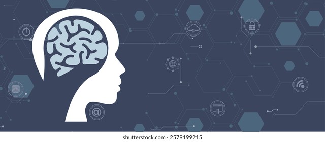 Abstract Artificial intelligence. Cloud computing. Machine learning. Technology web background. Virtual concept futuristic background
