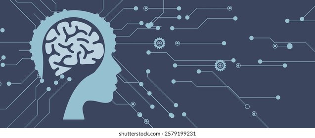 Abstract Artificial intelligence. Cloud computing. Machine learning. Technology web background. Virtual concept futuristic background