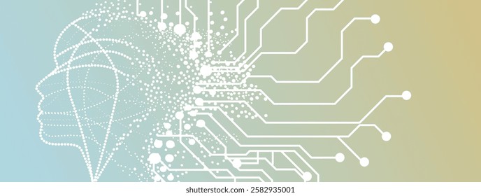 Abstract Artificial intelligence. Cloud computing. Machine learning. Technology web background. Virtual concept futuristic background